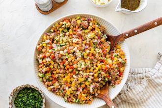 Dense Bean Salad with Salami and Feta