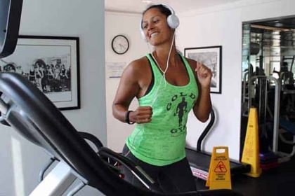 Christel running on a treadmill