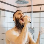 Person with diabetes showering