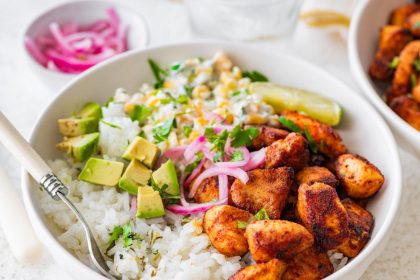 Street Corn Chicken Rice Bowls